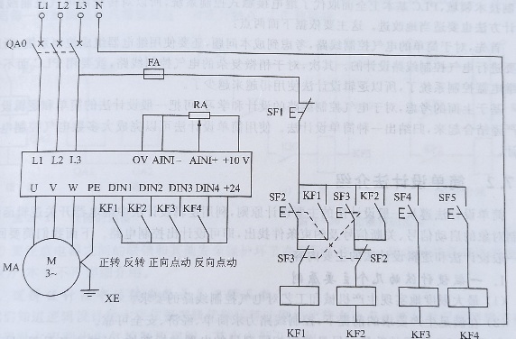 使用变频器的异步电动机可逆调速系统控制线路