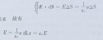 导体表面上的面电荷密度σ与该处表面外附近的场强E在数值上成比例